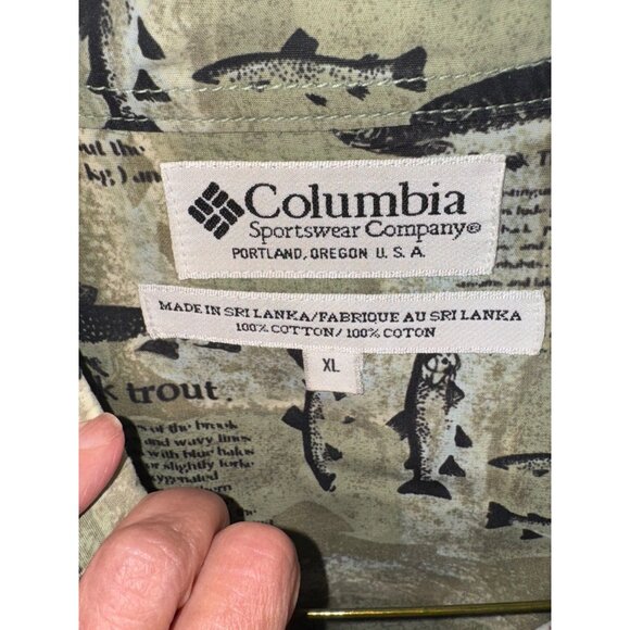 Columbia Sportswear XL Fishing L/S Button Shirt 100% Cotton Brook Trout Green - Picture 3 of 9